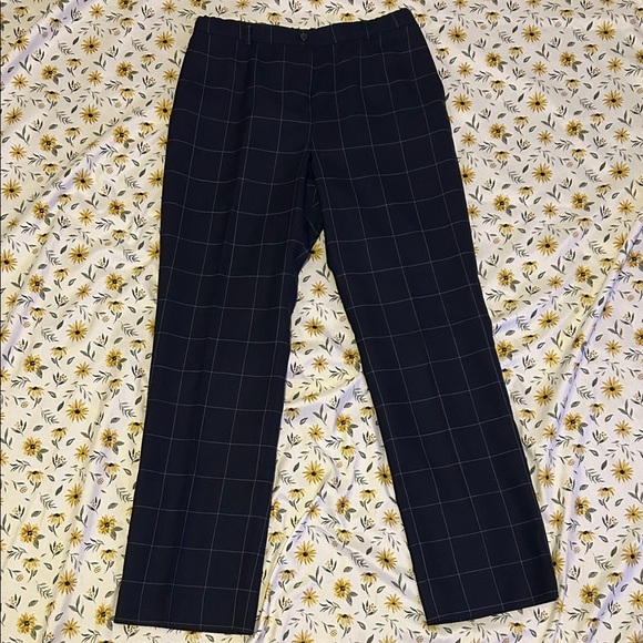 Pendleton Navy Checkered Dress Pants Petite 100% Raw Wool - Picture 1 of 6